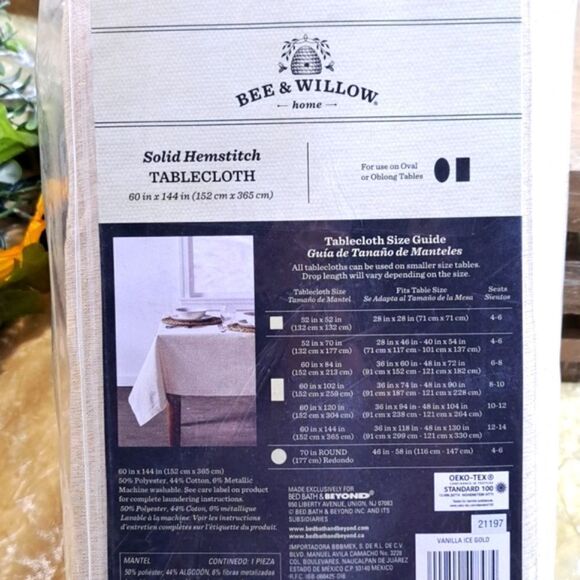 Holiday Tablecloth VARIOUS SIZES IN  Vanilla ICE GOLD GORGEOUS - Picture 4 of 10